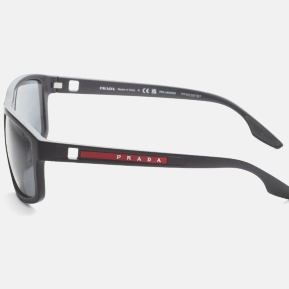 Men's PRADA Polarized Linea Rossa Sunglasses With Grey Frames